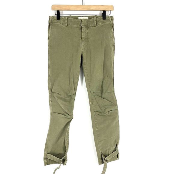 Nili Lotan Pants Size 2 Women Green Stretch Straight Military Buckle Ankle Chino - Picture 1 of 7